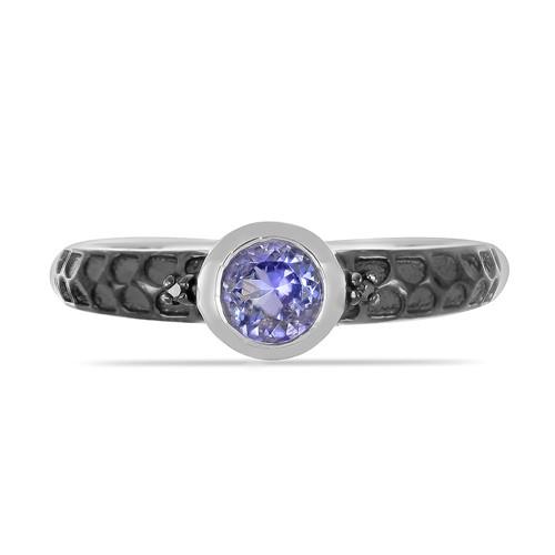 BUY NATURAL TANZANITE GEMSTONE CLASSIC RING IN 925 SILVER